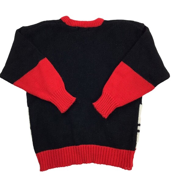 Vintage Ugly Christmas Sweater Womens L Large Black Red Knit Village Adell Barre - Picture 7 of 16